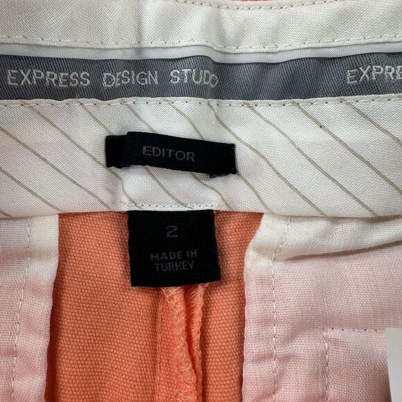 Express Editor Pants Womens 2 Orange Cropped Wide Leg Dress Cotton Stretch - Picture 3 of 13